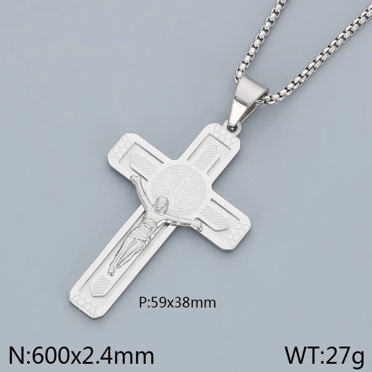 Simple Style Human Cross 304 Stainless Steel 18K Gold Plated Men'S Pendant Necklace