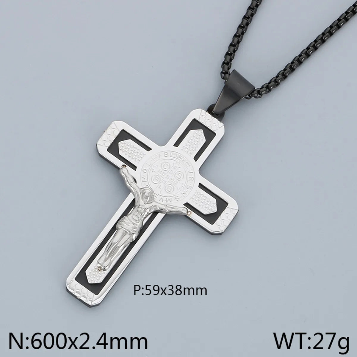 Simple Style Human Cross 304 Stainless Steel 18K Gold Plated Men'S Pendant Necklace