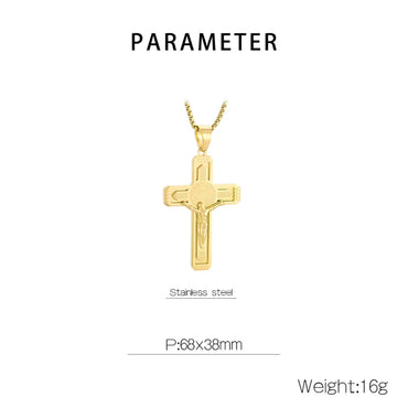 Simple Style Human Cross 304 Stainless Steel 18K Gold Plated Men'S Pendant Necklace