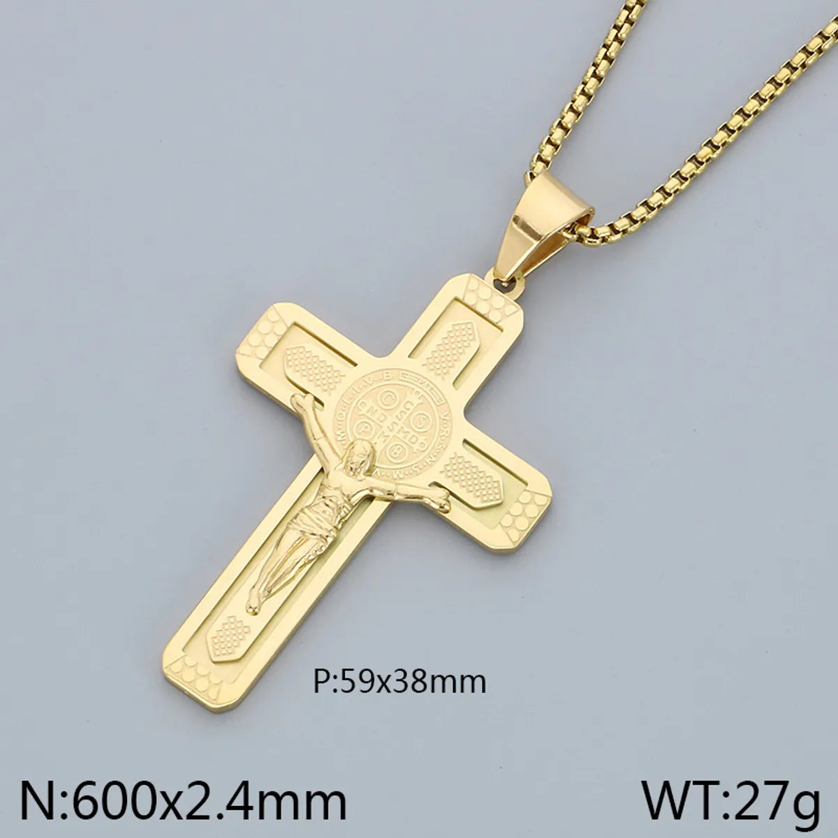 Simple Style Human Cross 304 Stainless Steel 18K Gold Plated Men'S Pendant Necklace