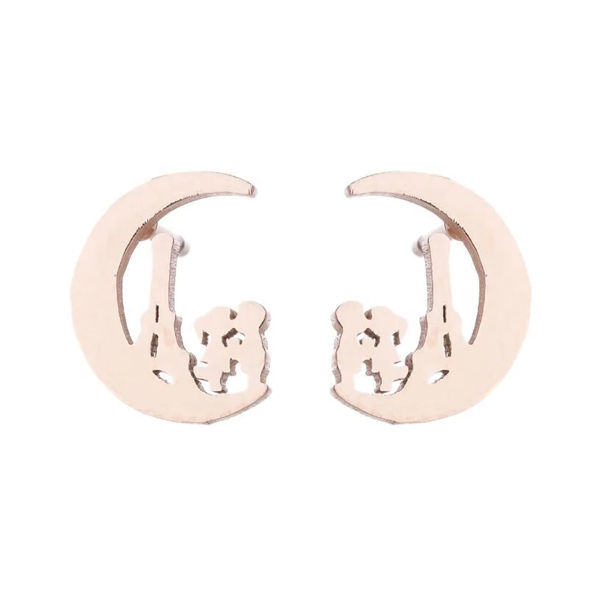 Simple Style Human Gingerbread Apple Stainless Steel Plating Hollow Out Ear Studs 1 Pair