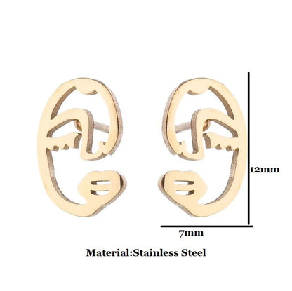 Simple Style Human Gingerbread Apple Stainless Steel Plating Hollow Out Ear Studs 1 Pair