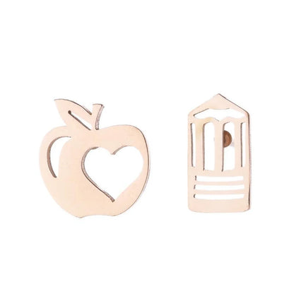 Simple Style Human Gingerbread Apple Stainless Steel Plating Hollow Out Ear Studs 1 Pair