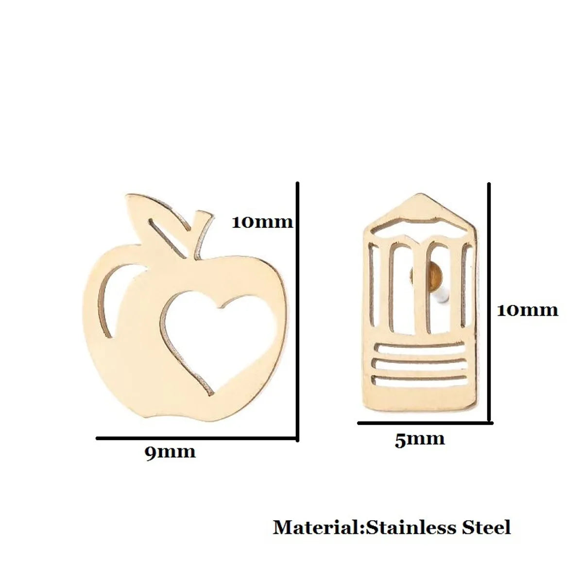 Simple Style Human Gingerbread Apple Stainless Steel Plating Hollow Out Ear Studs 1 Pair