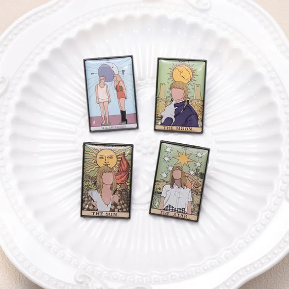 Simple Style Human Oil Painting Alloy Plating Unisex Brooches