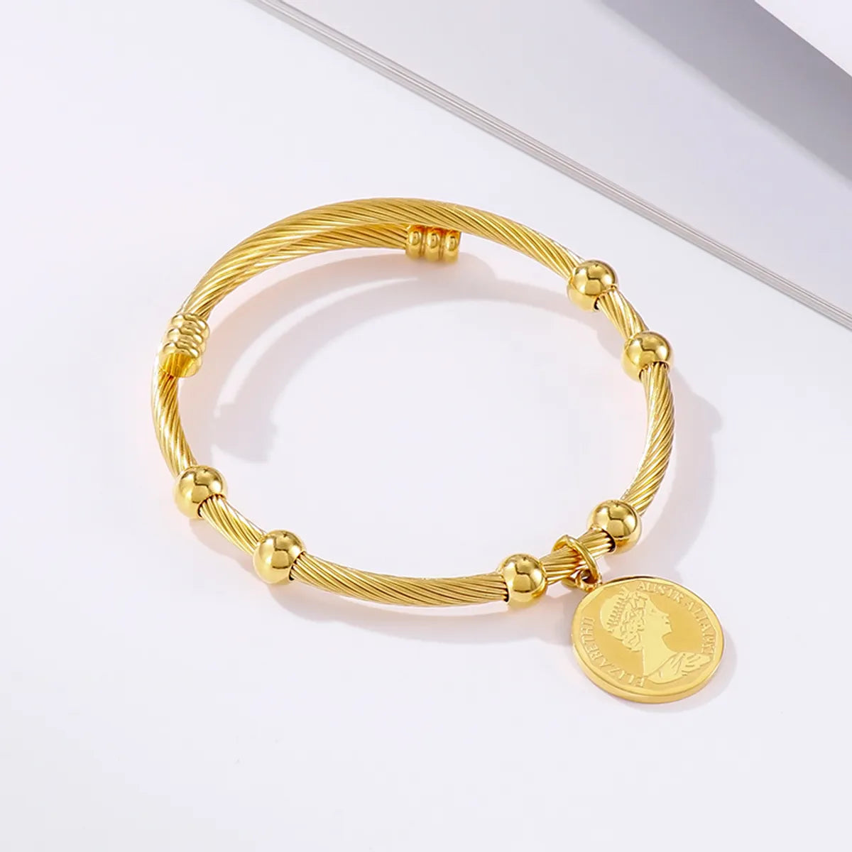 Simple Style Human Titanium Steel 18k Gold Plated Bangle