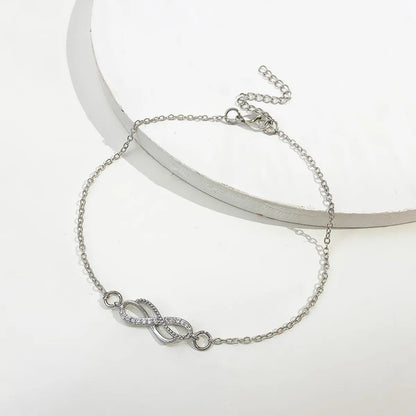 Simple Style Infinity Artificial Gemstones Alloy Wholesale Anklet