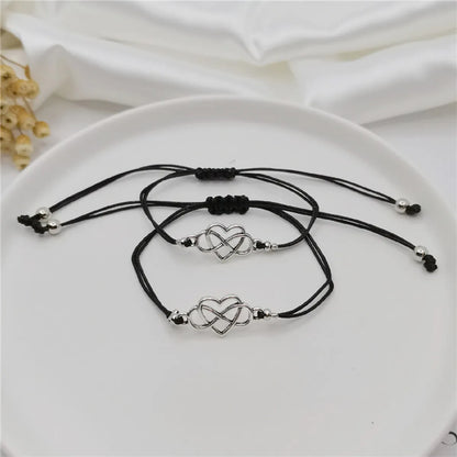 Simple Style Infinity Heart Shape Alloy Wax Rope Wholesale Bracelets