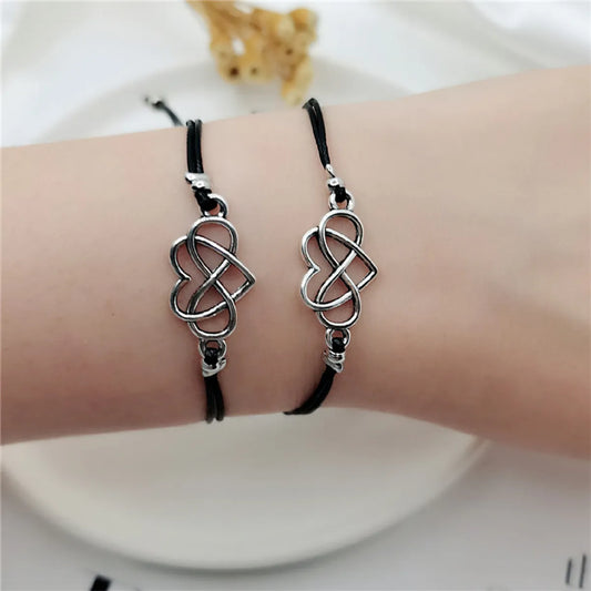 Simple Style Infinity Heart Shape Alloy Wax Rope Wholesale Bracelets