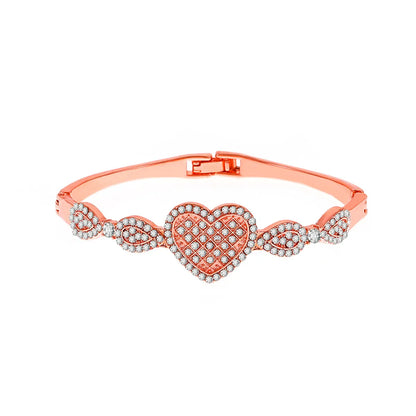 Simple Style Infinity Heart Shape Metal Titanium Steel Plating Inlay Rhinestones Rose Gold Plated Gold Plated Silver Plated Women's Bangle