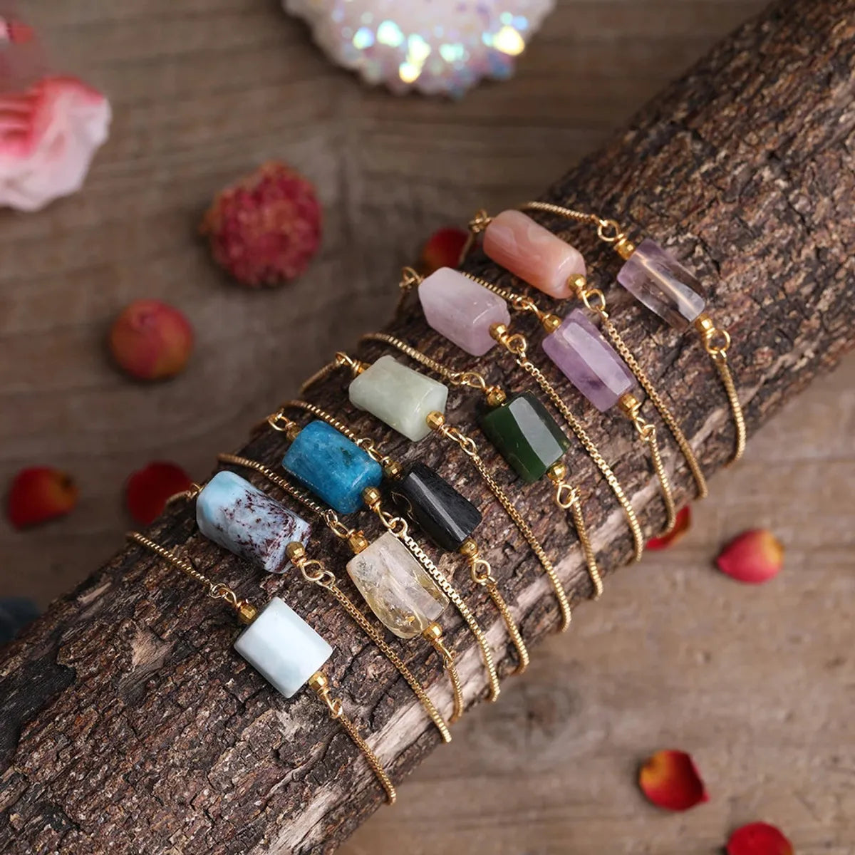 Simple Style Irregular Agate Metal Patchwork Bracelets