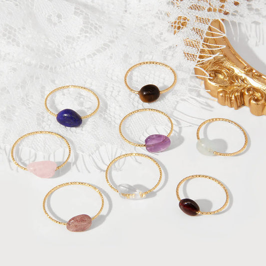 Simple Style Irregular Alloy Inlay Agate Women'S Rings