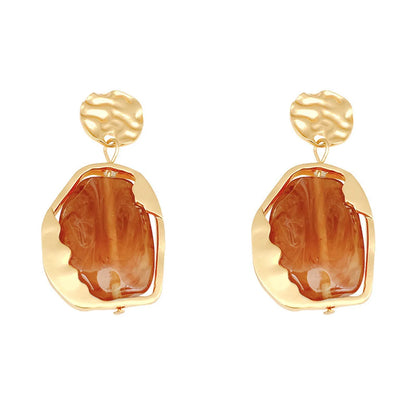 Simple Style Irregular Alloy Inlay Resin Women'S Drop Earrings