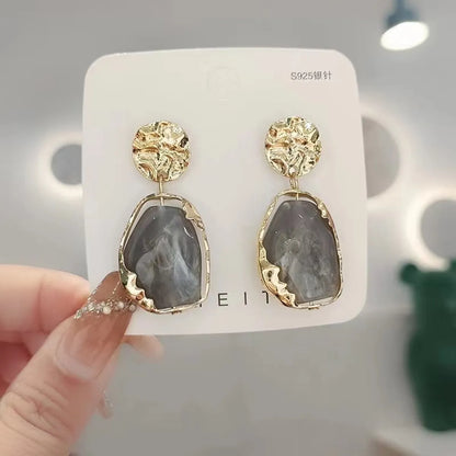 Simple Style Irregular Alloy Inlay Resin Women'S Drop Earrings