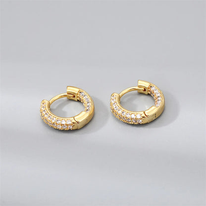 Simple Style Irregular Gold Plated Enamel Artificial Pearls Zircon Women'S Hoop Earrings 1 Pair