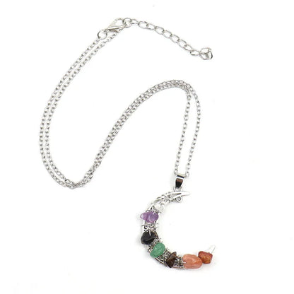 Simple Style Irregular Moon Alloy Crystal Women'S Pendant Necklace