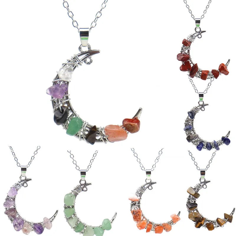 Simple Style Irregular Moon Alloy Crystal Women'S Pendant Necklace