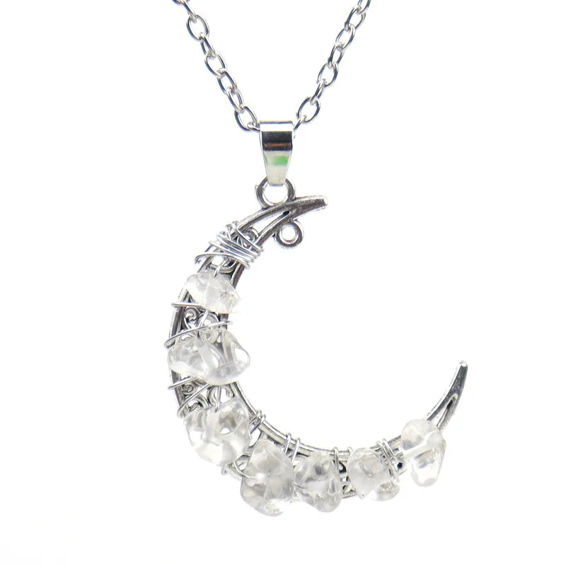 Simple Style Irregular Moon Alloy Crystal Women'S Pendant Necklace