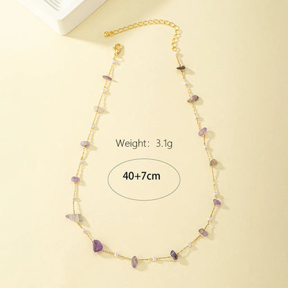 Simple Style Irregular Plastic Stone Plating 14k Gold Plated Women'S Necklace