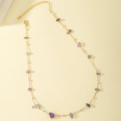 Simple Style Irregular Plastic Stone Plating 14k Gold Plated Women'S Necklace