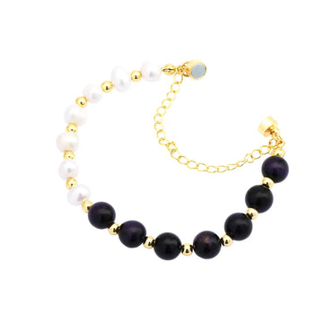 Simple Style Irregular Round Artificial Gemstones Freshwater Pearl Copper Handmade Plating 18k Gold Plated Bracelets