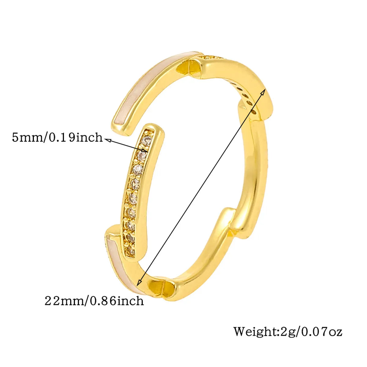 Simple Style Irregular Solid Color Copper Plating Inlay Zircon Open Rings