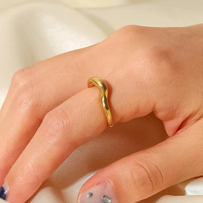 Simple Style Irregular Stainless Steel Gold Plated Gold Plated Open Ring