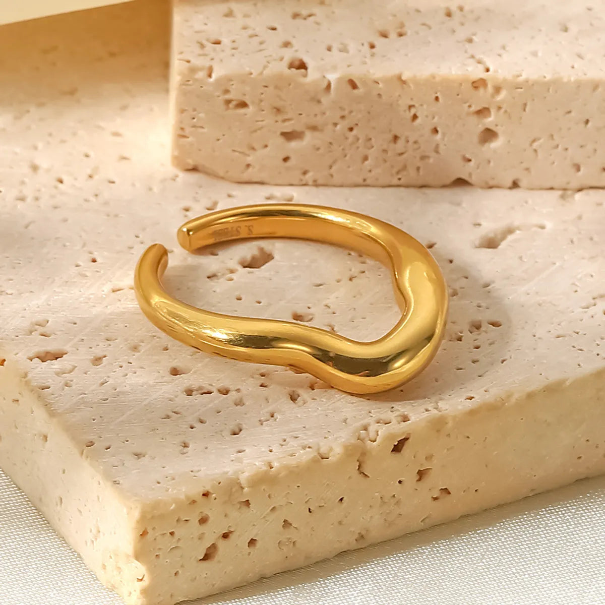 Simple Style Irregular Stainless Steel Gold Plated Gold Plated Open Ring