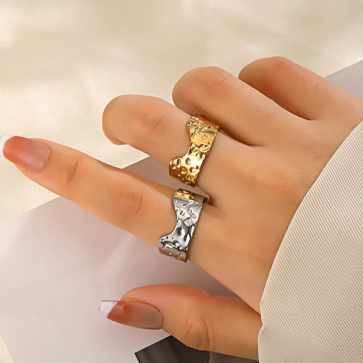 Simple Style Irregular Stainless Steel Plating 18k Gold Plated Open Rings