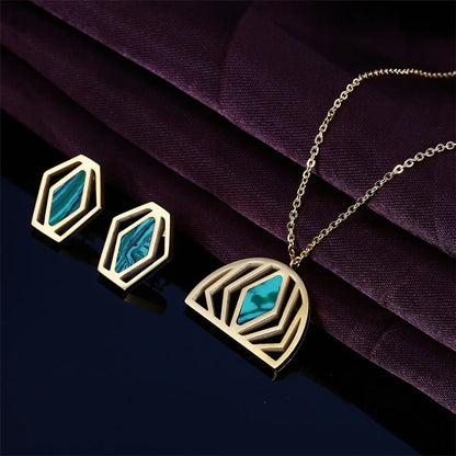 Simple Style Irregular Titanium Steel Inlay Artificial Gemstones Jewelry Set 2 Pieces