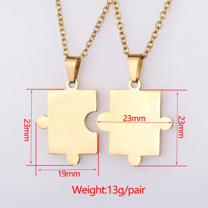 Simple Style Jigsaw Titanium Steel Plating 18k Gold Plated Pendant Necklace