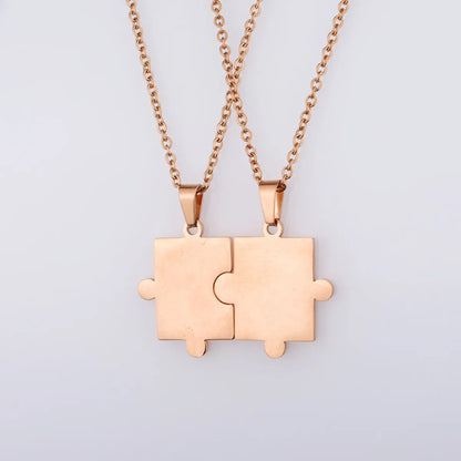 Simple Style Jigsaw Titanium Steel Plating 18k Gold Plated Pendant Necklace