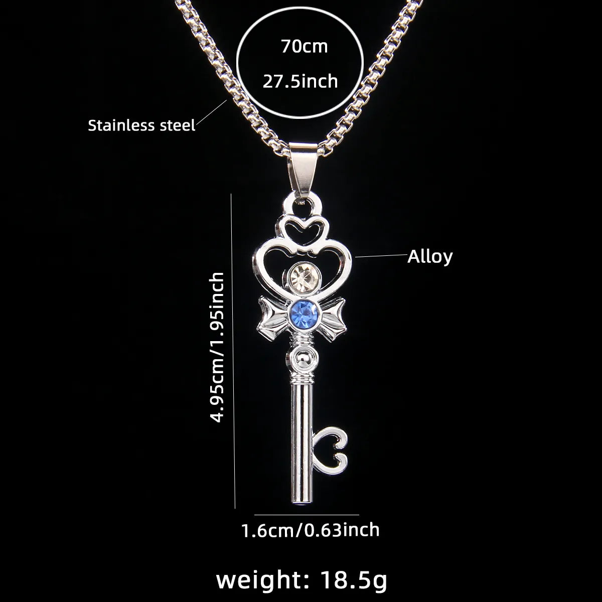 Simple Style Key Lock 201 Stainless Steel Zinc Alloy Inlay Rhinestones Women'S Pendant Necklace