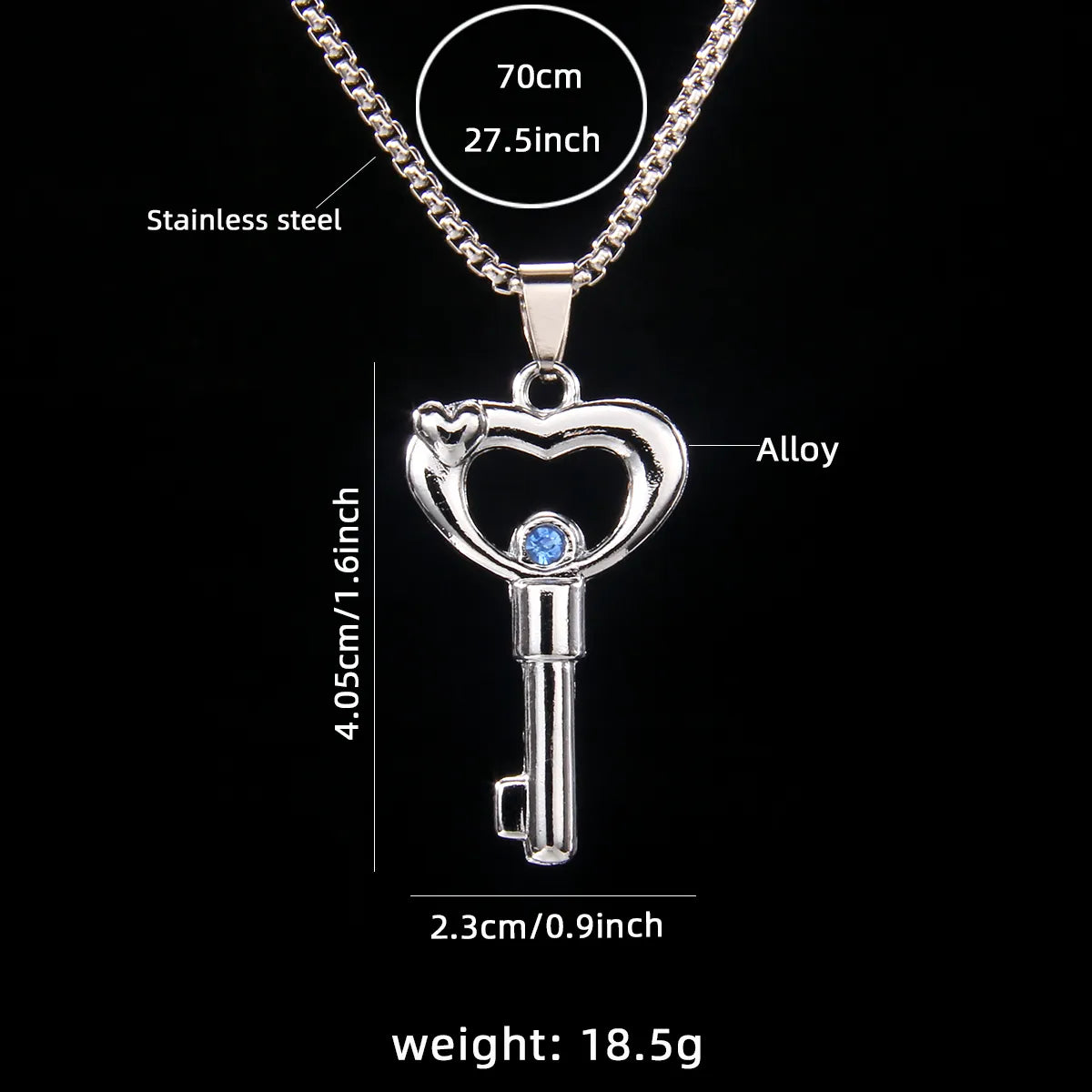 Simple Style Key Lock 201 Stainless Steel Zinc Alloy Inlay Rhinestones Women'S Pendant Necklace