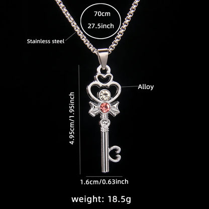 Simple Style Key Lock 201 Stainless Steel Zinc Alloy Inlay Rhinestones Women'S Pendant Necklace