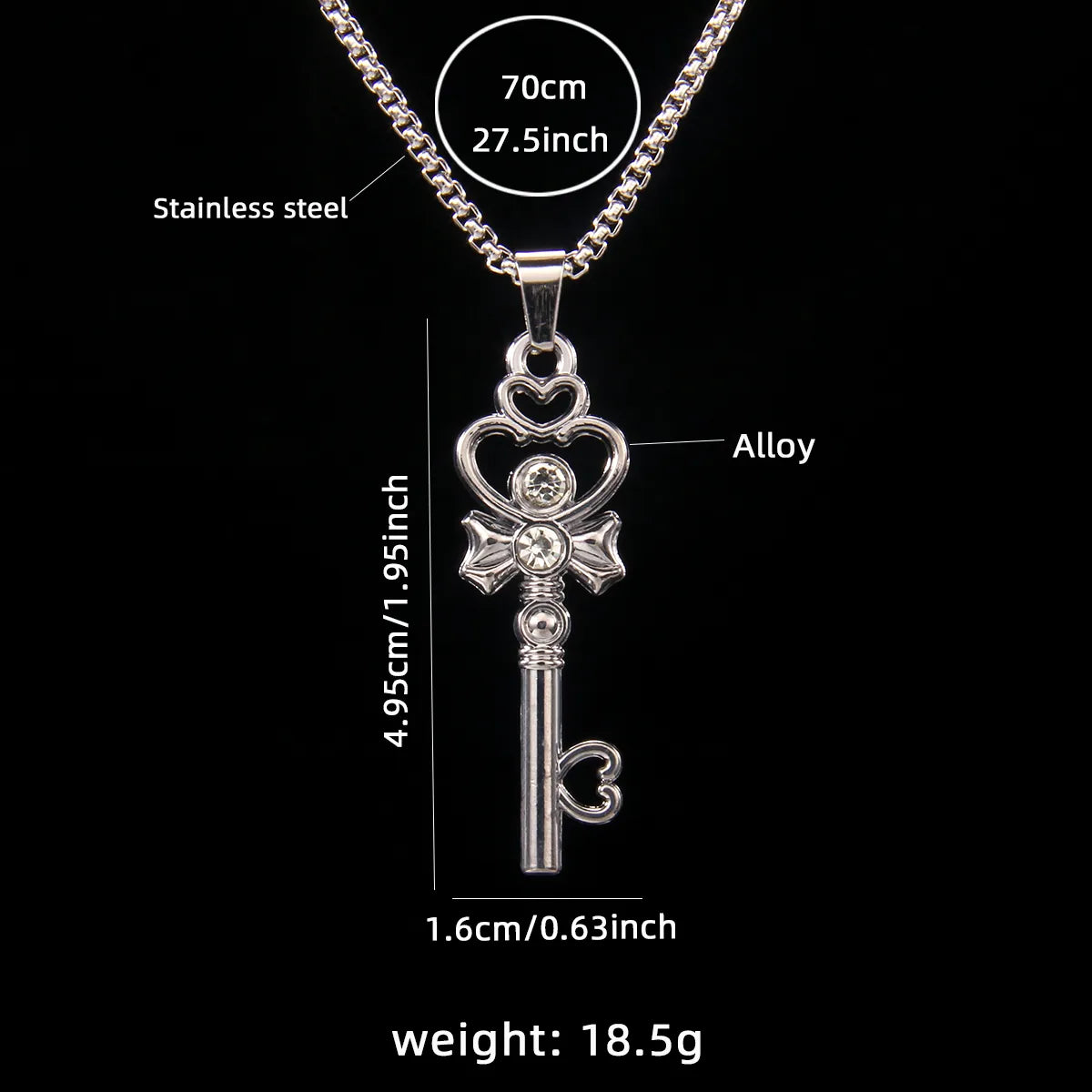 Simple Style Key Lock 201 Stainless Steel Zinc Alloy Inlay Rhinestones Women'S Pendant Necklace