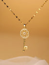 Simple Style Key Stainless Steel Plating Hollow Out Inlay Zircon 18k Gold Plated Pendant Necklace