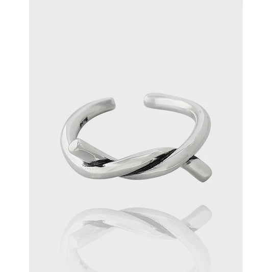 Simple Style Knot Sterling Silver Plating Open Ring