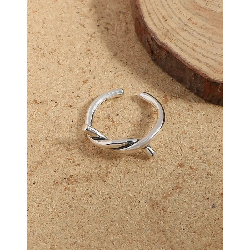 Simple Style Knot Sterling Silver Plating Open Ring