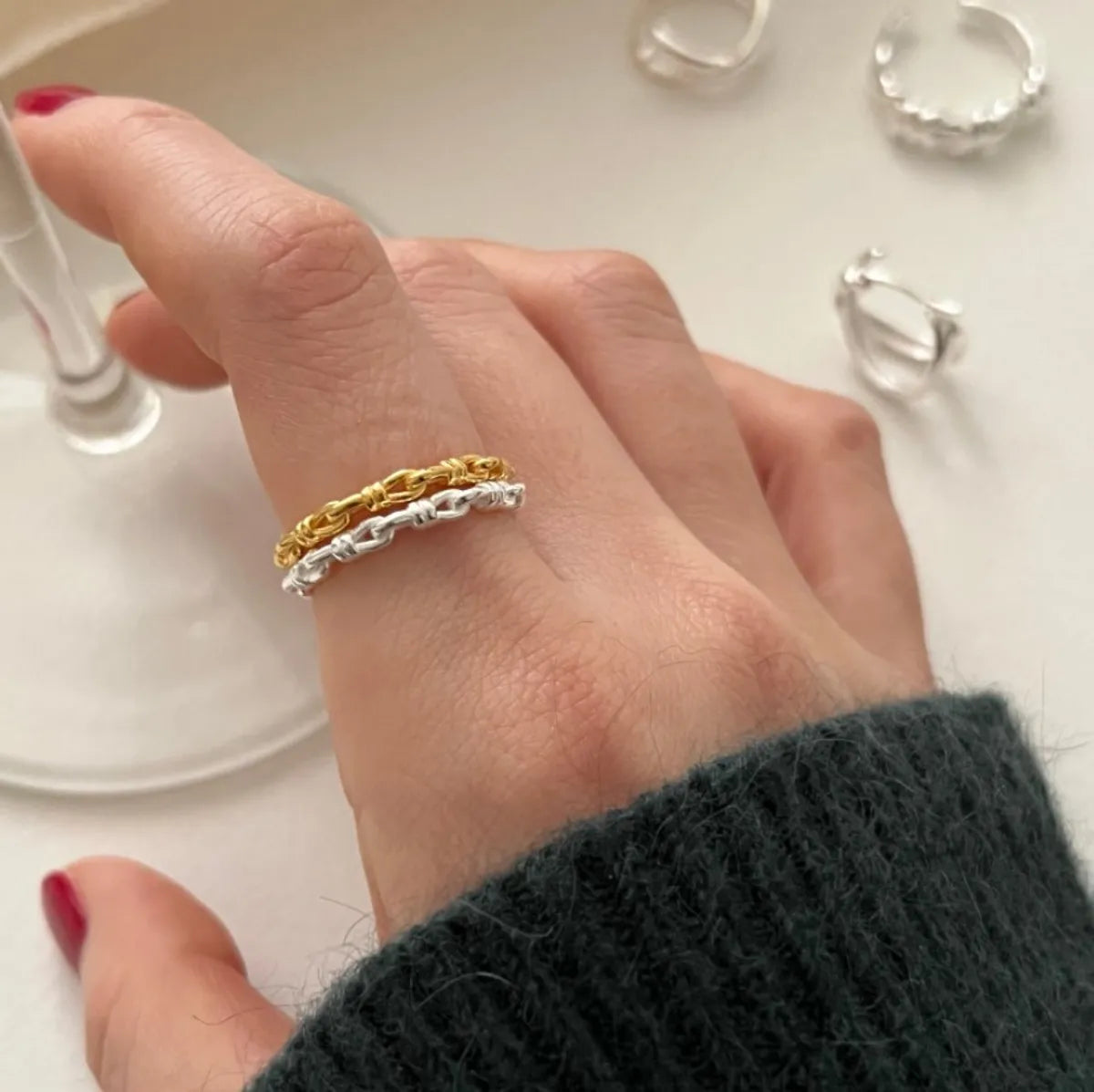 Simple Style Knot Sterling Silver Rings