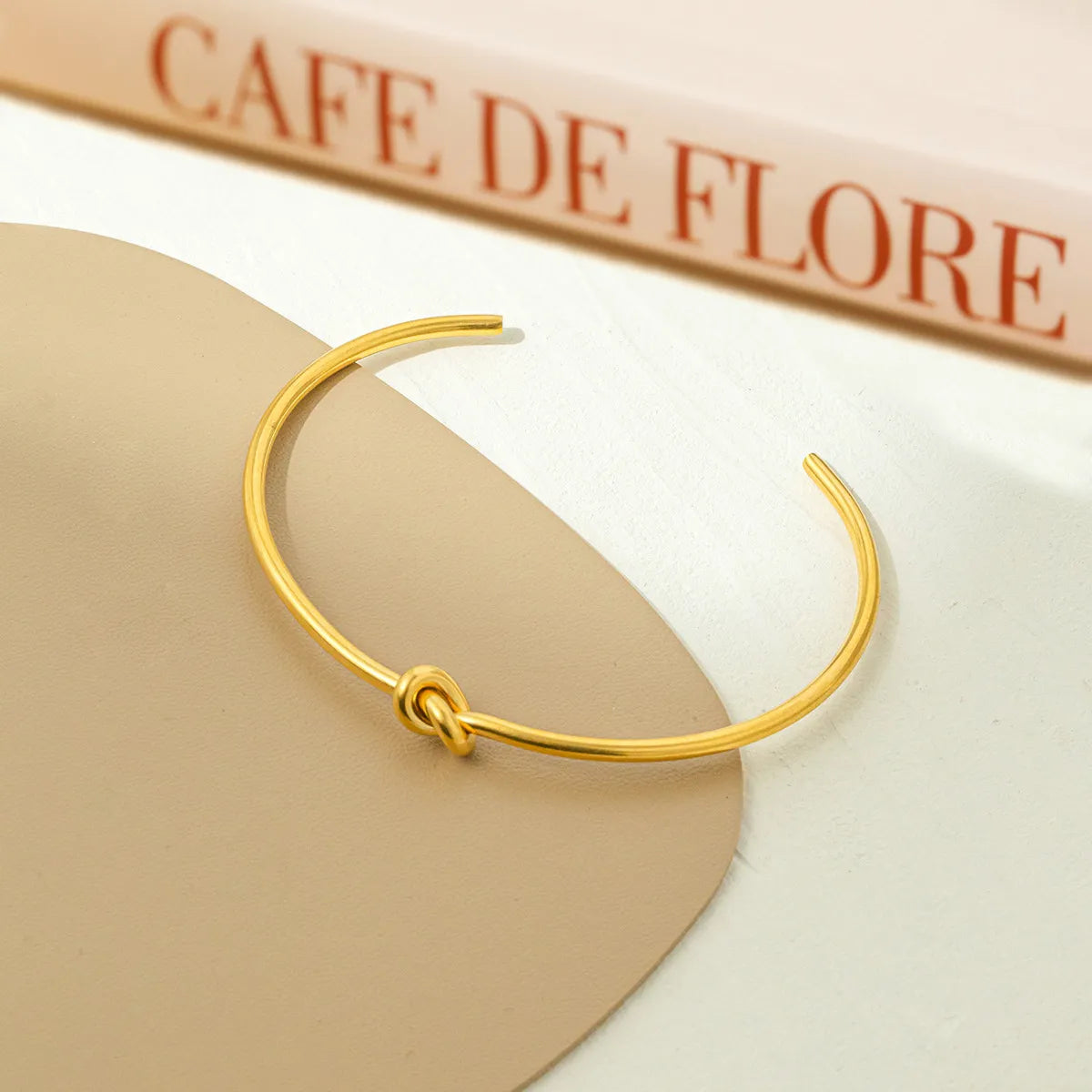 Simple Style Knot Titanium Steel Plating 18k Gold Plated Bangle