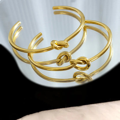 Simple Style Knot Titanium Steel Plating 18k Gold Plated Bangle