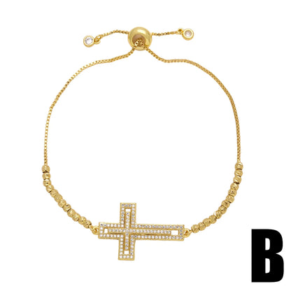 Simple Style Korean Style Cross Copper Plating Inlay Zircon 18k Gold Plated Bracelets