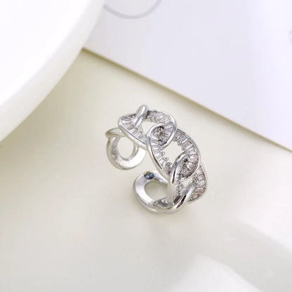 Copper K Gold Plated Rhodium Plated Simple Style Korean Style Plating Inlay Geometric Zircon Open Rings