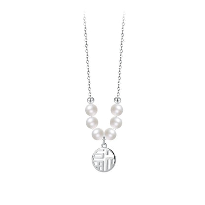 Simple Style Korean Style Geometric Sterling Silver Shell Pearls Pendant Necklace In Bulk