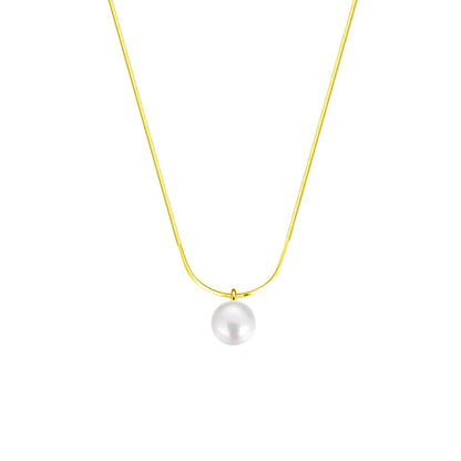 Simple Style Korean Style Geometric Sterling Silver Shell Pearls Pendant Necklace In Bulk