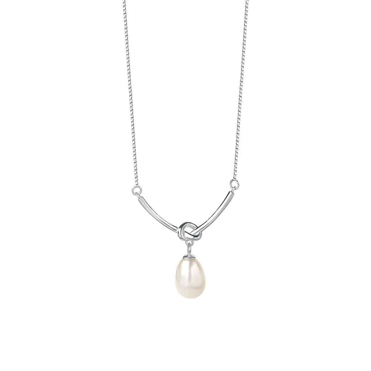 Simple Style Korean Style Geometric Sterling Silver Shell Pearls Pendant Necklace In Bulk