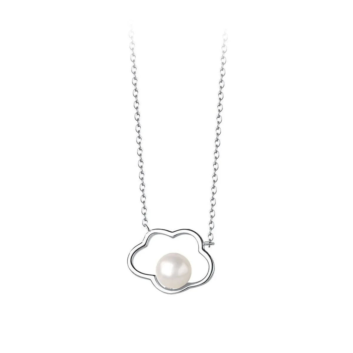 Simple Style Korean Style Geometric Sterling Silver Shell Pearls Pendant Necklace In Bulk