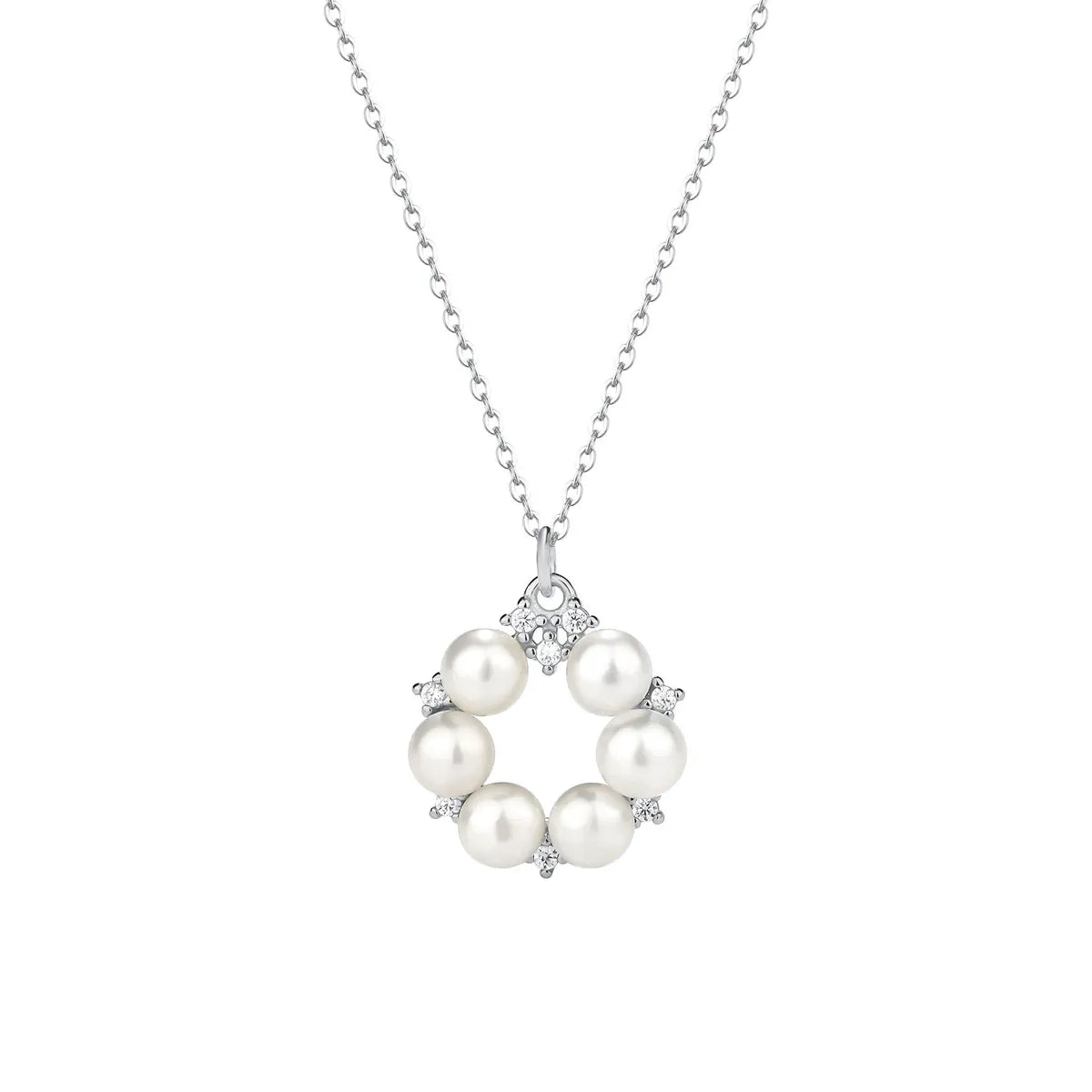 Simple Style Korean Style Geometric Sterling Silver Shell Pearls Pendant Necklace In Bulk