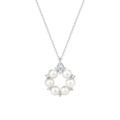 Simple Style Korean Style Geometric Sterling Silver Shell Pearls Pendant Necklace In Bulk